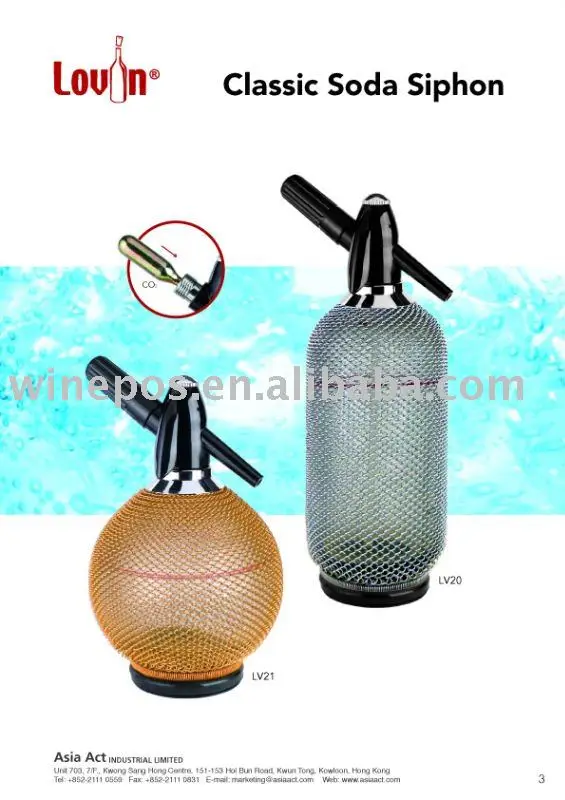 Soda Syphon, Campari Red Retro Stainless Steel Soda Siphon - Round - 1 Liter, gift