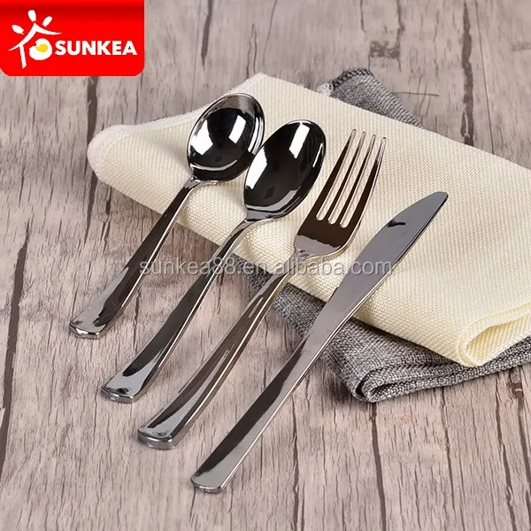 Wholesale cutlery flatware silver look plastic cutlery
