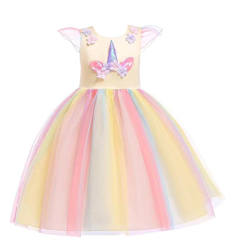 Mikatale RD0056 3 Year Old Children Princess Lace Party Tutu Baby Girls Boutique  Unicorn Dress for Toddler