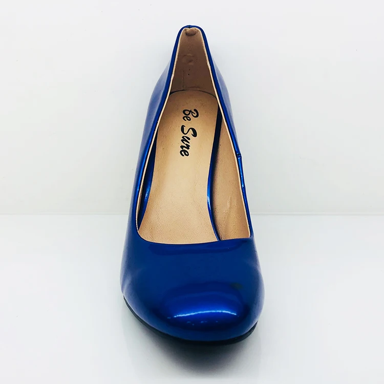 Round Toe Ladies Footwear Pumps Block High Heels 2021 Patent Leather Shoes Women Work Shoes