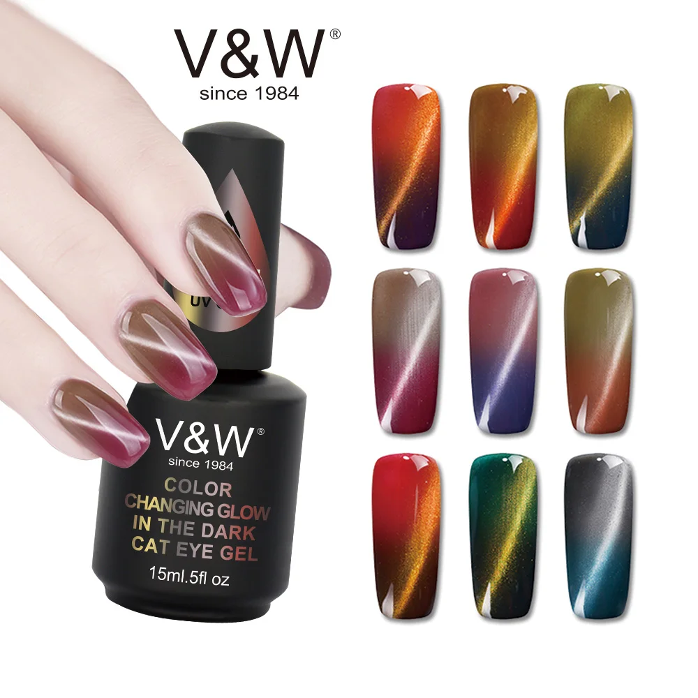 Color changing glow in the dark cat eye gel nail polish 3 STEP GEL POLISH