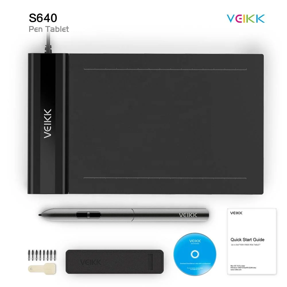 VEIKK S640 6*4 inches 1920*1080 DPI 8192  levels pressure sensity drawing tablet digital graphic e signature pad