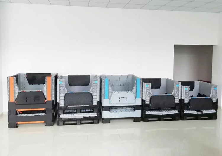 New HDPE Transportation Storage Mesh Fruit Large Stackable Plastic Foldable Pallet Moving Boxes