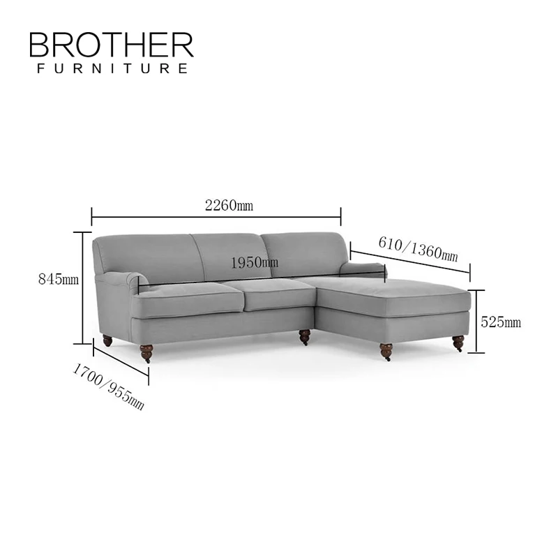 Three Seat Grey Fabric fancy couch living room corner sofa bed with reclining headrest