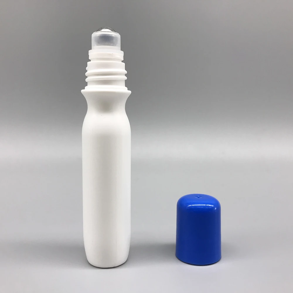 Empty 15ml white slim PE Plastic Mosquito Repellent liquid metal roll on bottle with lids