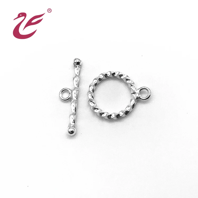 hot sell wholesale jewelry accessory 18kgold plated custom logo simple ring twist OT clasp 925 sterling silver round toggel