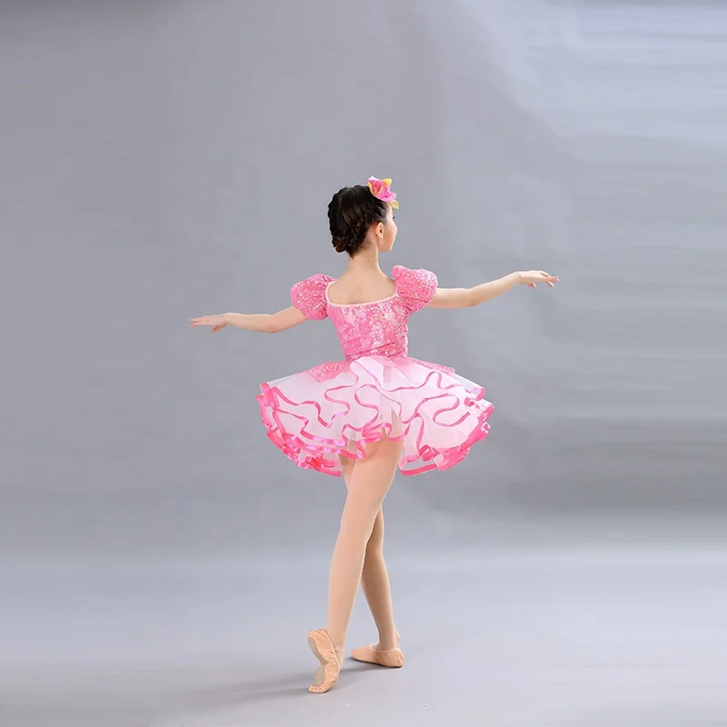 NEW Design pink sparkling simple  children dress  girls ballet tutu skirt stage performance costume dance wear