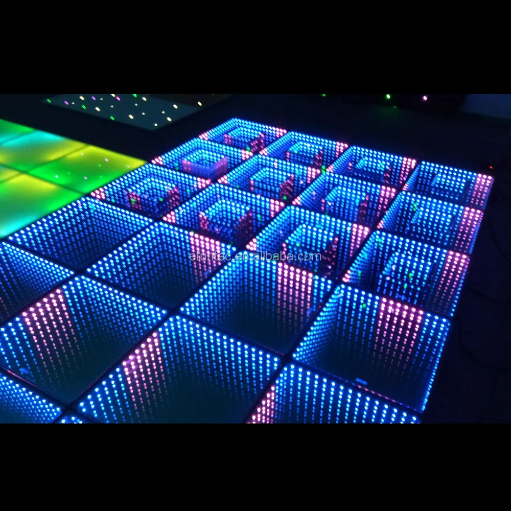 RGB color changing DMX interactive dance floor panels stage 3d infinity led mirror dance floor