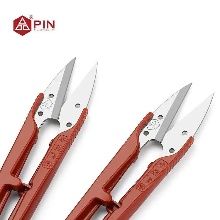 Патентованная продукция, ножницы для пряжи из нержавеющей стали PIN-1423 с пластиковой ручкой, триммер для резьбы, малые ножницы 107 мм