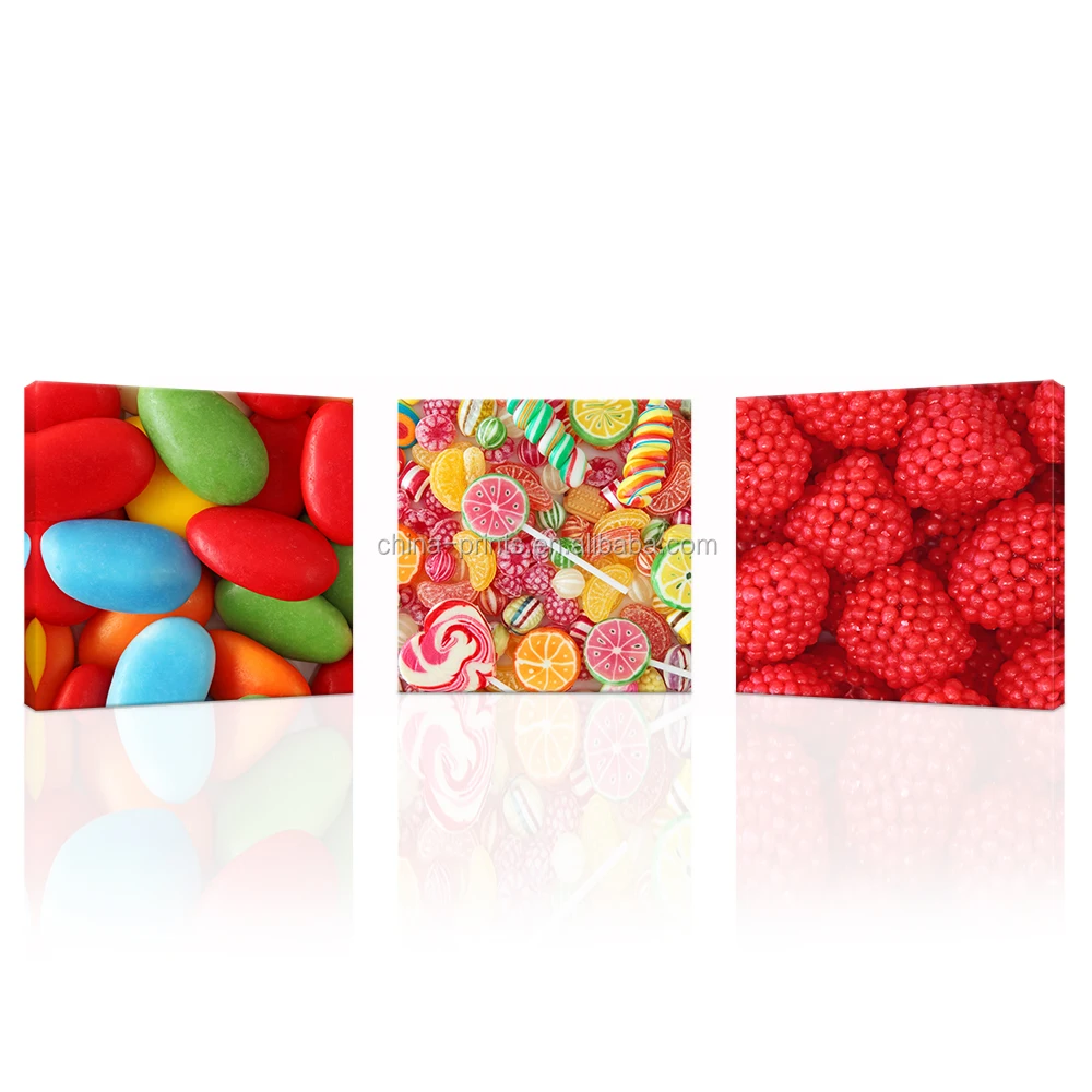Настенная картина из 3 предметов «Я люблю сладкие конфеты», Художественная печать на холсте «Бон аппетит», Настенная картина для магазина конфет, украшение детской комнаты (60696281202)