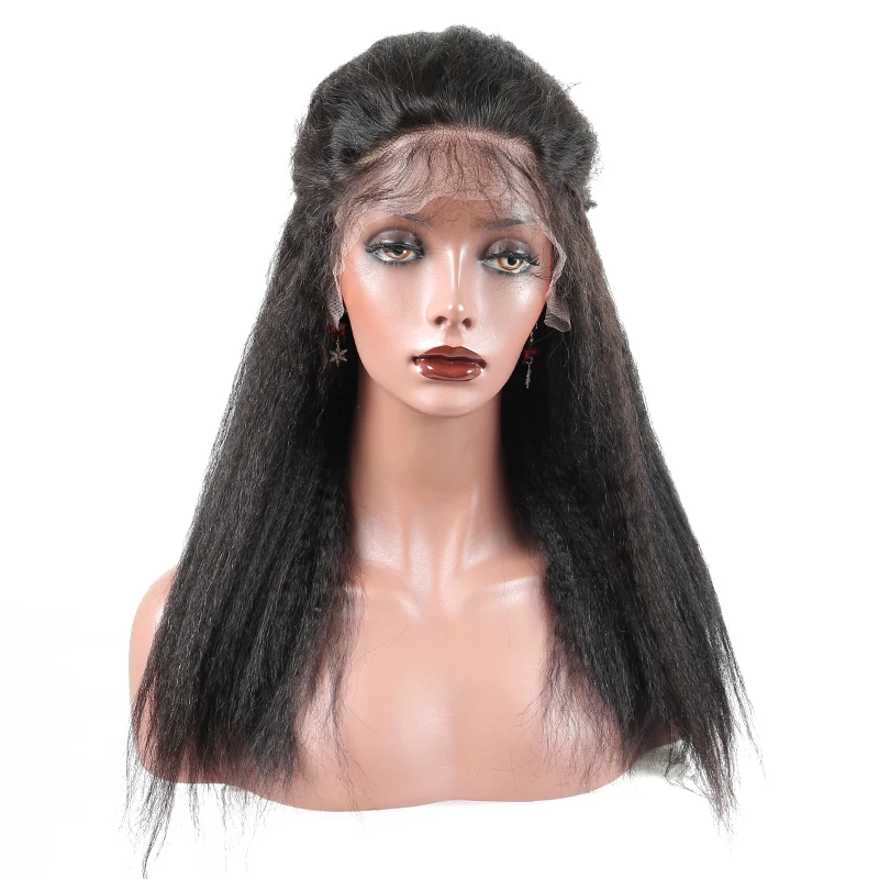 
Kinky Straight 360 lace front wigs Pre Plucked With Baby Hair 180% Italian Yaki human hair wig human hair extension wholesale 