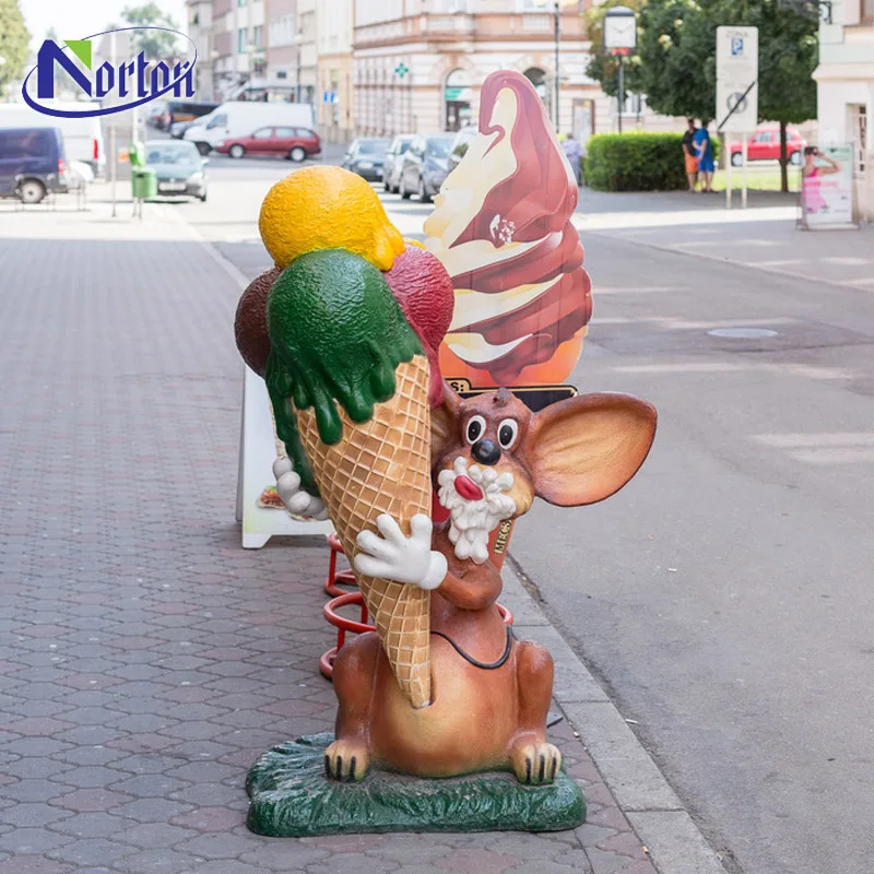 Indoor Decoration Fiberglass Sculpture Red Resin Ice Cream Sculpture for Sale NTRS-189LI