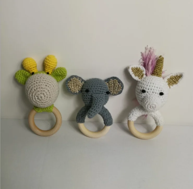 Hot sales unicorn rattle toy for baby pushcart or nursery crochet baby toys