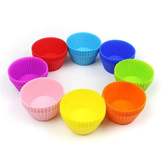Silicone Muffin Cup Round 7cm Cake Cup Small Cake Mold 8 Color Bake Muffin Cup