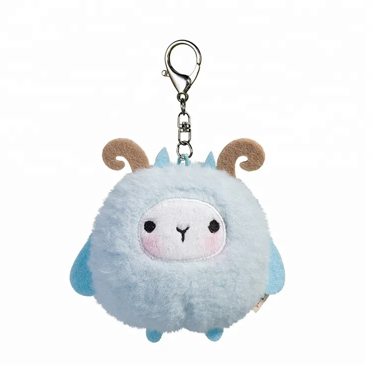 10cm cute round shape pink sheep keychain plush