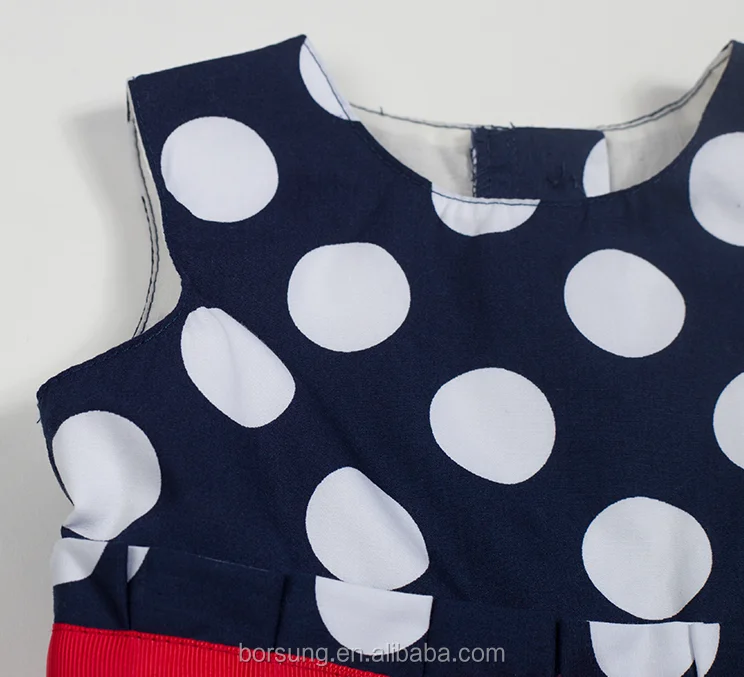 Sweet Girl Blue Dress With White Polka Dots A Line Dress Princess Frock Design Dress