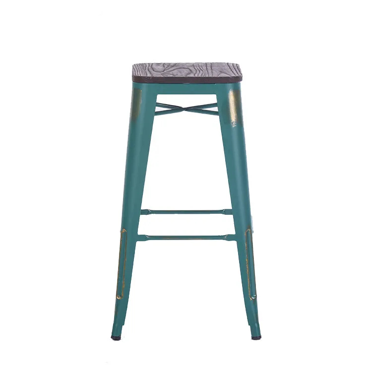 Hot sale wood seat strong stackable high chair bar stool