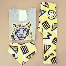 2016 Summer Baby clothing Girls Boys Tops T shirt Pants Bib 3pcs Outfits Set