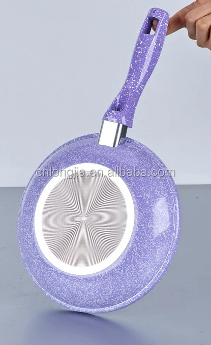 
High quality marble non stick fry pan, black, soft touch handle, spiral bottom, rolled edge, passed for USA market 