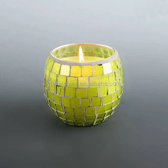 2015 Recycled mosaic glass jars for candle making glass candle jars and lids