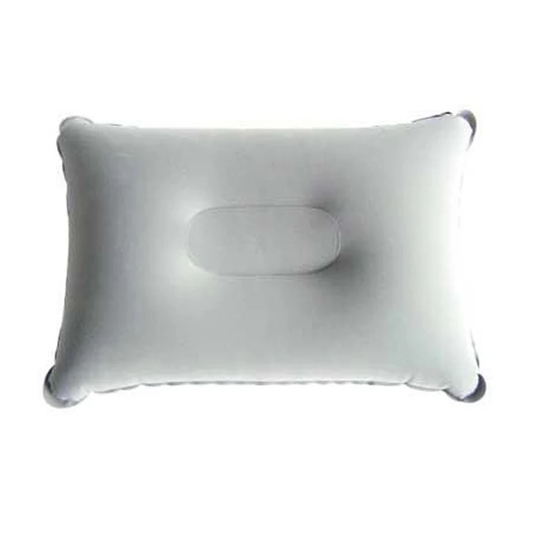 Toprank China Factory Low Price Flocked PVC Air Inflatable Camping Pillow Travel Self Inflatable Bolster Pillow