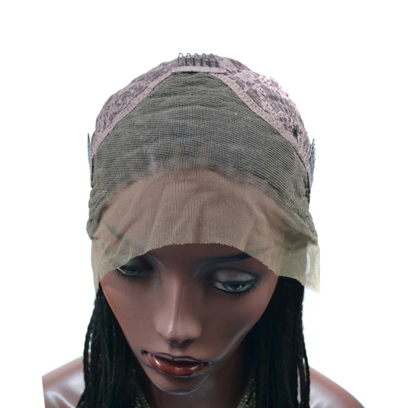 
Natural Black Braid Wigs Wholesale Heat Resistant Fiber Lace Front Wigs High Quality Synthetic Lace Front Braided Wig 