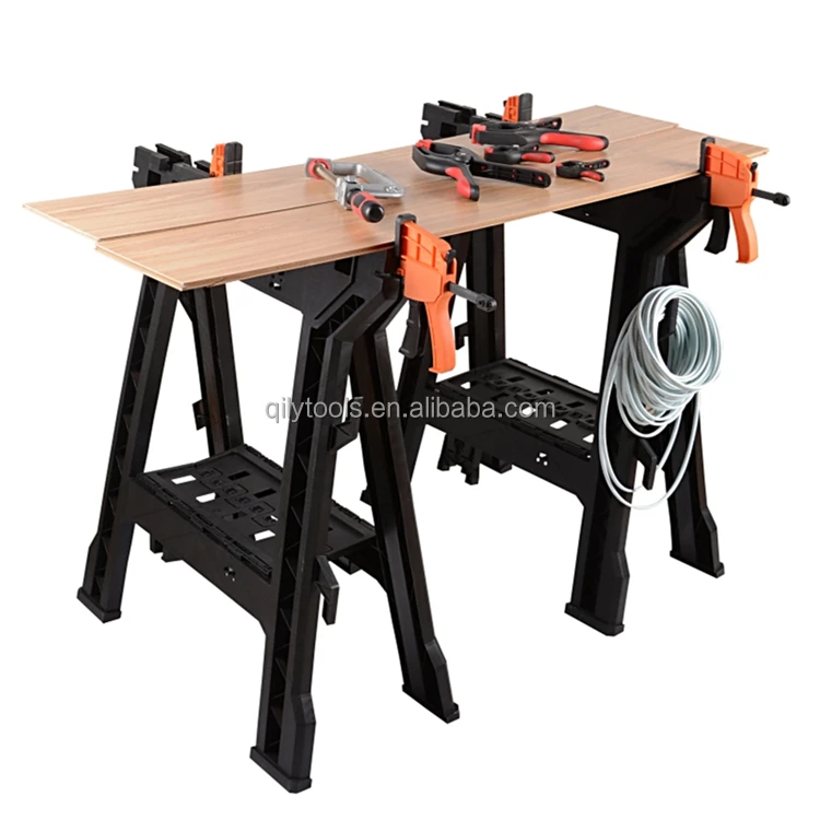 [NEW]Black Plastic Workbench DIY Project Versatile Clamp Sawhorse