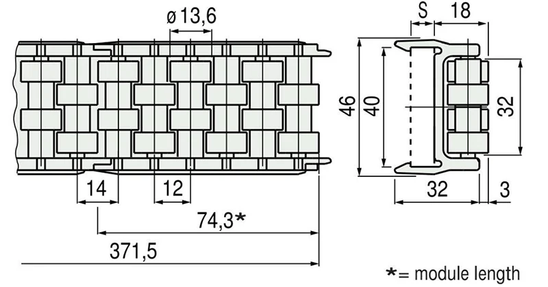 H580-32 рамка в пом (черный) и рулонные шторы в Полиамид PA (белый) Ролик боковая направляющая