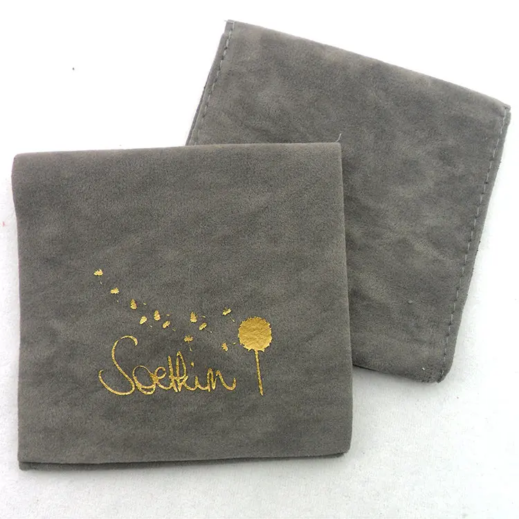 high quality pack ring necklace velvet jewelry square pouches custom logo