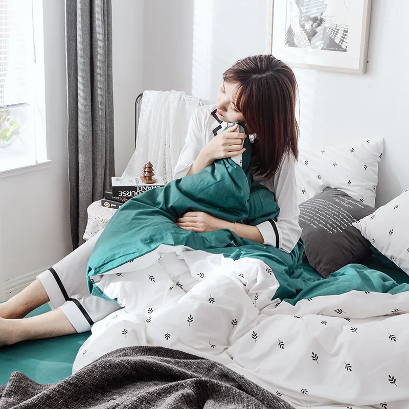 100-percent cotton woven fabric and 4pcs cotton bedding sets