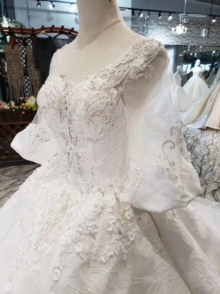 HTL269 Jancember wedding dress bridal gown long sleeve fashion dress for bride puff girl custom made wedding gown