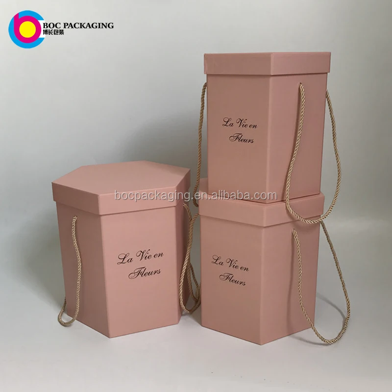 
no minimum hexagon flower hat boxes 