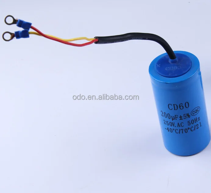custom size china 200uf 250v cd60 start aluminum electrolytic capacitor general purpose for motor en60252 with CE&ISO