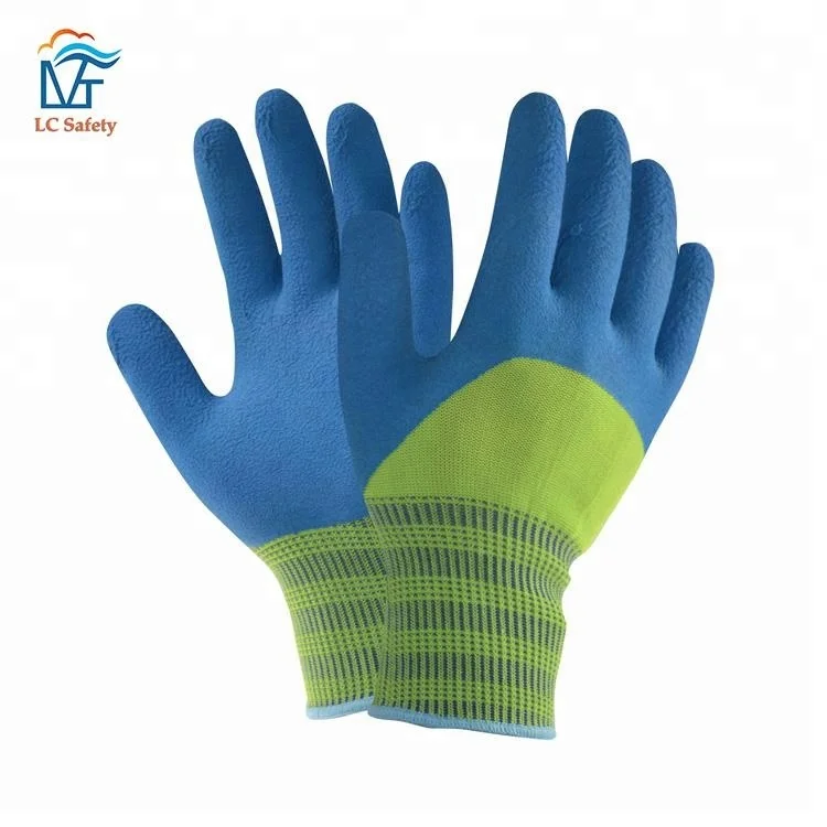 13 Gauge Colorful Green Nylon Foam Latex Half Coated Glove
