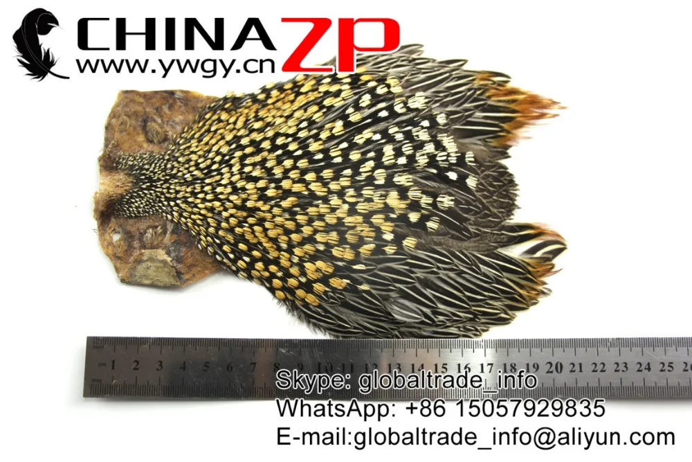 
ZPDECOR Wholesale in Stock Top Grade Natural Gold Jungle Cock Cape Complete Pelt with Feathers 