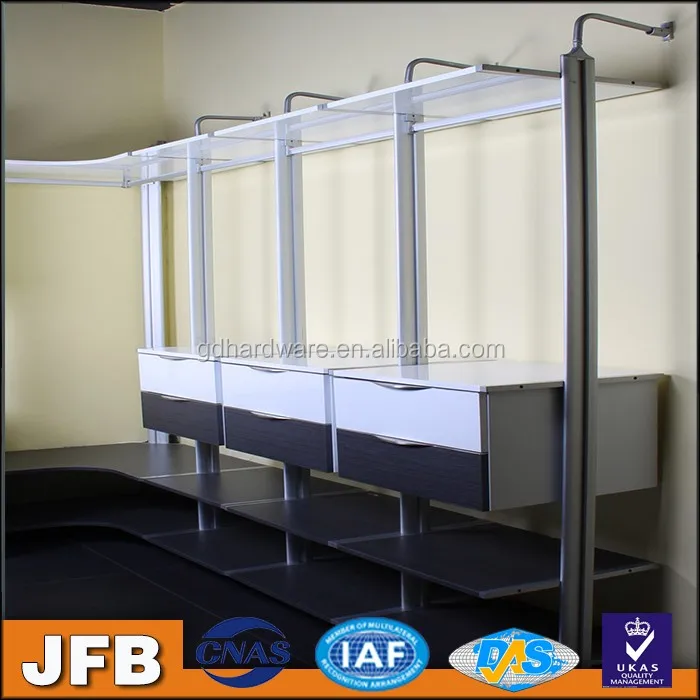 Dressing room partition aluminum wardrobe back wall cloakroom pole system closet bedroom simple wardrobe