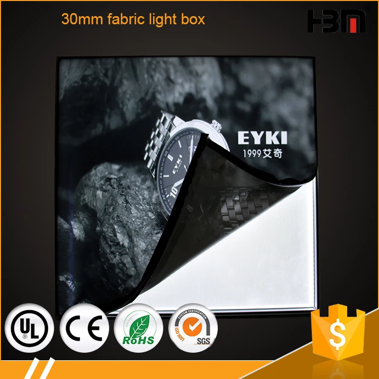 Тонкий 3 см глубина монтажа подсветкой натяжение ткани рамка LED light box