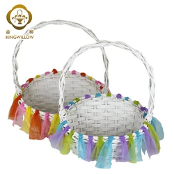 China suppliers handmade white wood chip easter basket empty gift basket for decoration