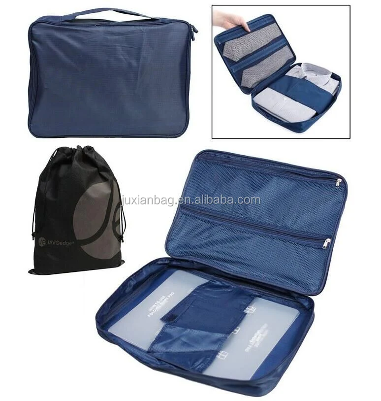 Double Zipper Mesh Suit, Shirt, and Tie Travel Storage Organizer Case with Handle