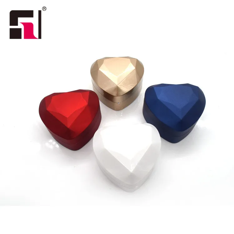 LED Ring Box Heart Purple Velvet Heart Box Ring Jewelry Box Ring Flower Heart