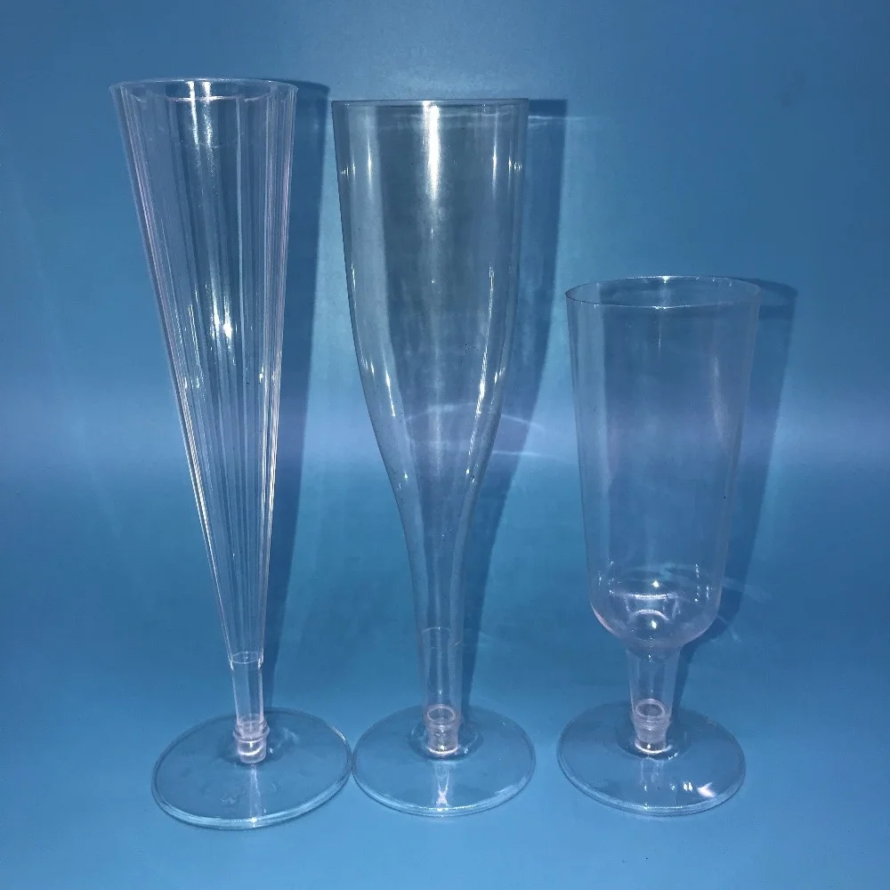 Designed Plastic Champagne flute With Silver Rim