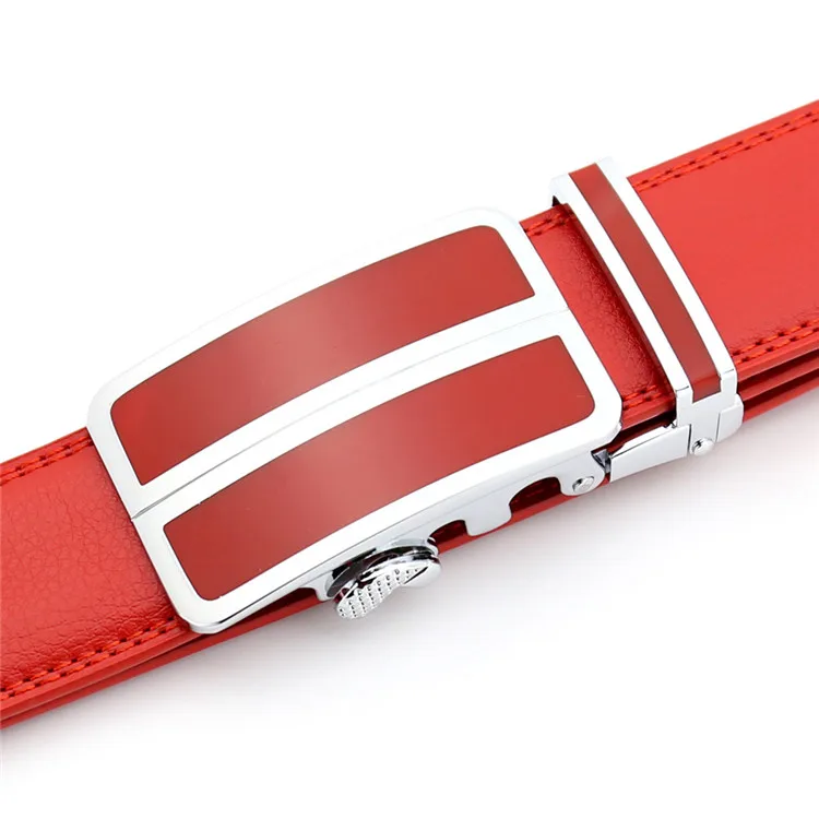 Wholesale Red Black Yellow Blue Really Cowhide Leather Men Automatic Leather Belt