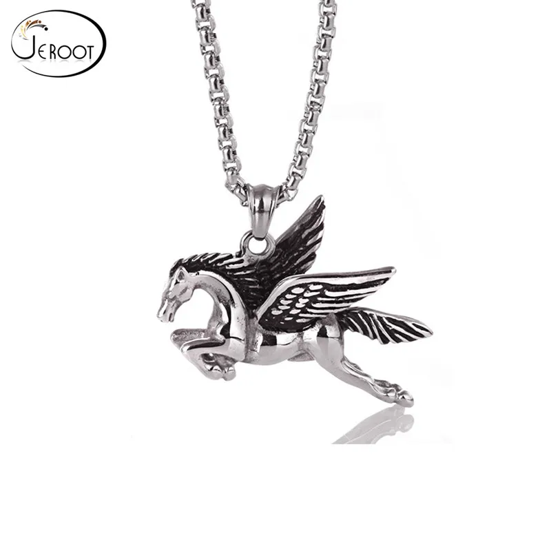 Pegasus pendants punk necklace men retro Zodiac Titanium horse necklace