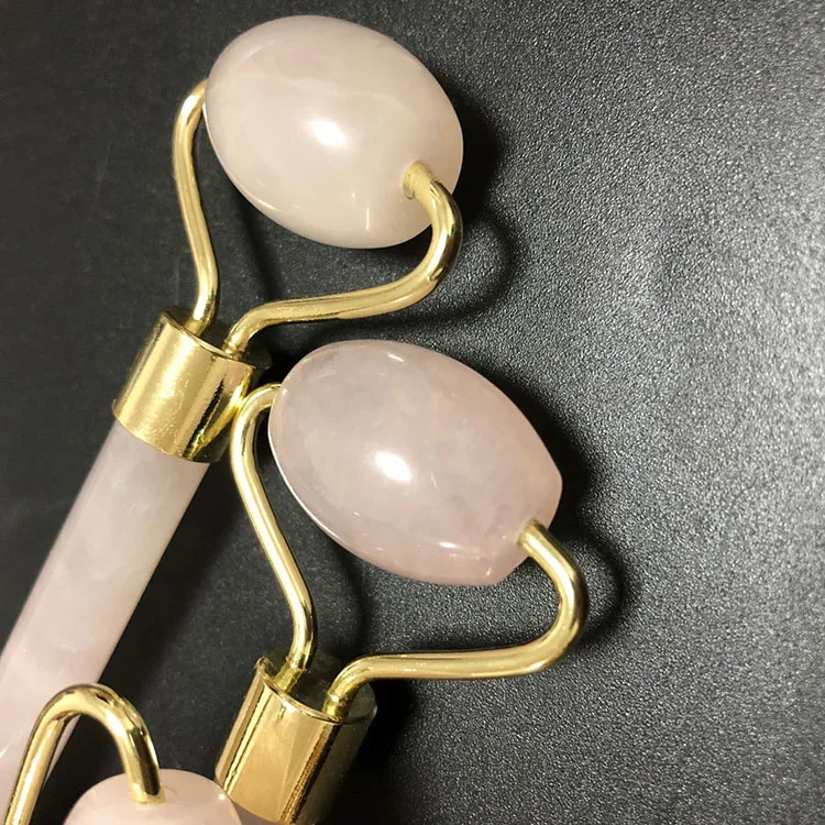 Certified 100% Natrual Rose Quartz Pink Jade Roller For Facial Massage, Pouch and Foam Packed