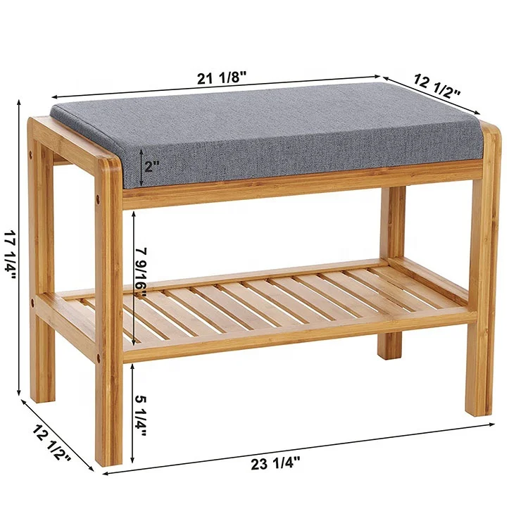 100% Natural Bamboo Wood Outdoor Shoes Rack Bench With Seat for Home