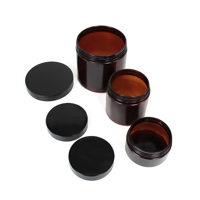 Wholesale 100ml 200ml empty amber pet plastic jar with lid