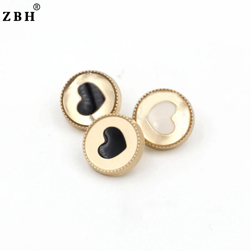 11mm Fashion Metal Buttons For Shirts/Heart Design Gold Metal Buttons
