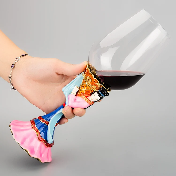 
High quality decoration Chinese four beauty acrylic champagne red wine glass 