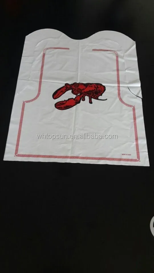Disposable Restaurant Plastic Crawfish Adult Bibs For Food Service