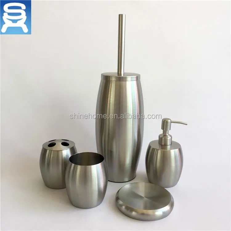 Stainless Steel hotel/home Bathroom Accessory set simply design towel rack soap dish soap dispenser brush holder